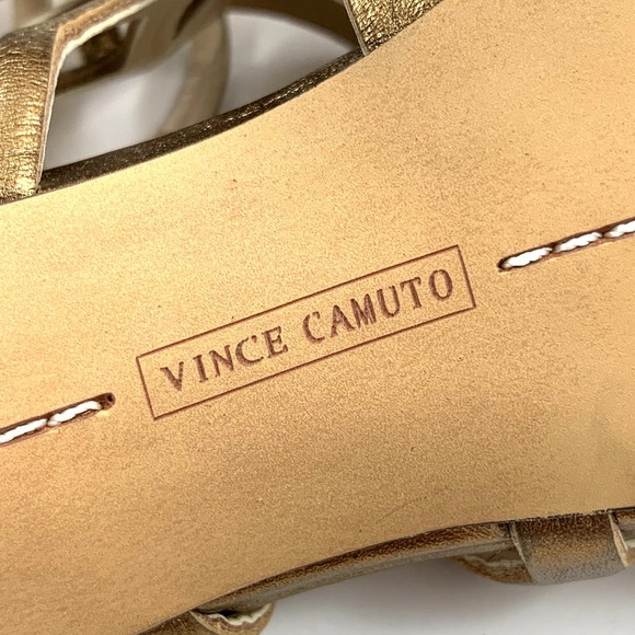 VINCE CAMUTO gold leather caged high heel shoes - Picture 8 of 16